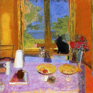 chats assis sur une table Peinture à l'huile